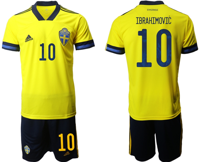 Cheap Men 2021 European Cup Sweden home yellow 10 Soccer Jersey1